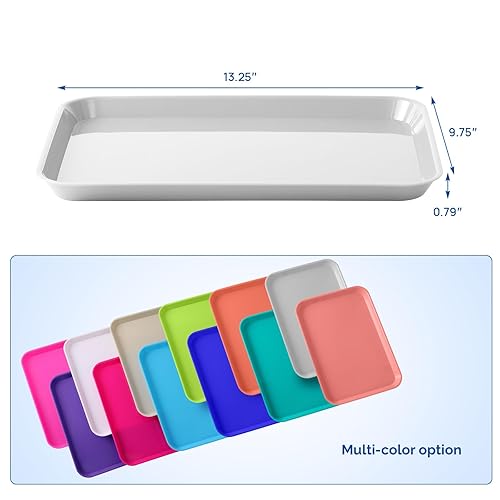 Miniatura 36 de JMU Bandejas dentales autoclavables, bandejas de plástico dentales para instrumento blanco, 13.25" X 9.75", tamaño B
