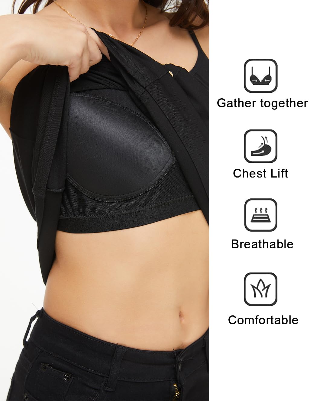 Camisole dla kobiet z wbudowanym biustonoszem, regulowany pasek, podkoszulki bez rękawów, letnie topy do treningu, spania, podróży