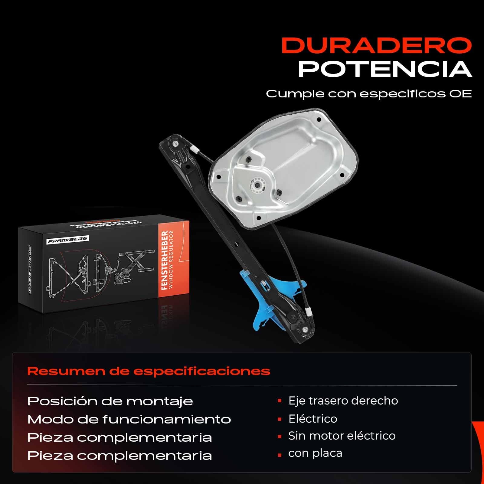 Frankberg Elevalunas Eléctrico Trasero derecho Compatible con Golf V 1K1 Compacto 2003-2008 J.e.t.t.a III 1K2 Berlina 2005-2010 Replace# 1K5839462