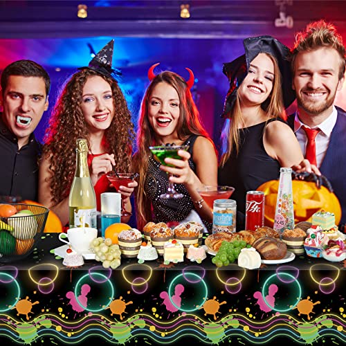 Neon Tablecloth Glow Party Table Covers 108 X 54 Inch Plastic Neon Table Cloths Neon Party Supplies For Glow In The Dark Birthday Party Supplies Decoration (3 Pack) #TOP20
