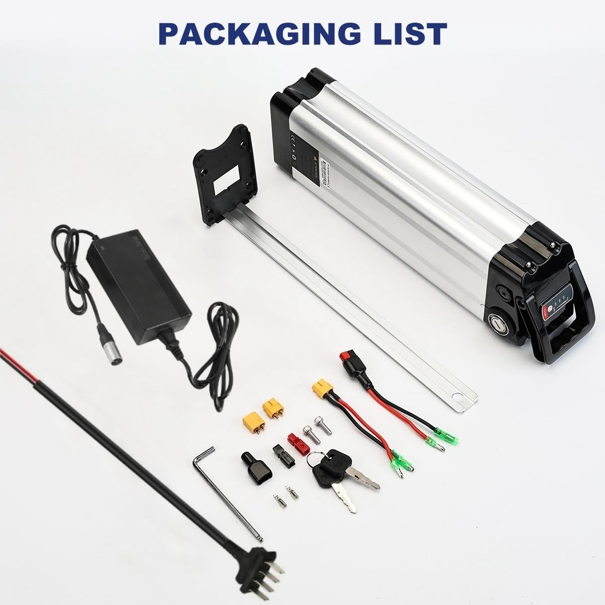 Batería Ebike 36V 10AH-20AH, Batería Litio Bicicleta Electrica con Puerto Descarga de 4 Pin/2 Pin, Cargador 42V, Bloqueo Seguridad, BMS y Asa Portátil