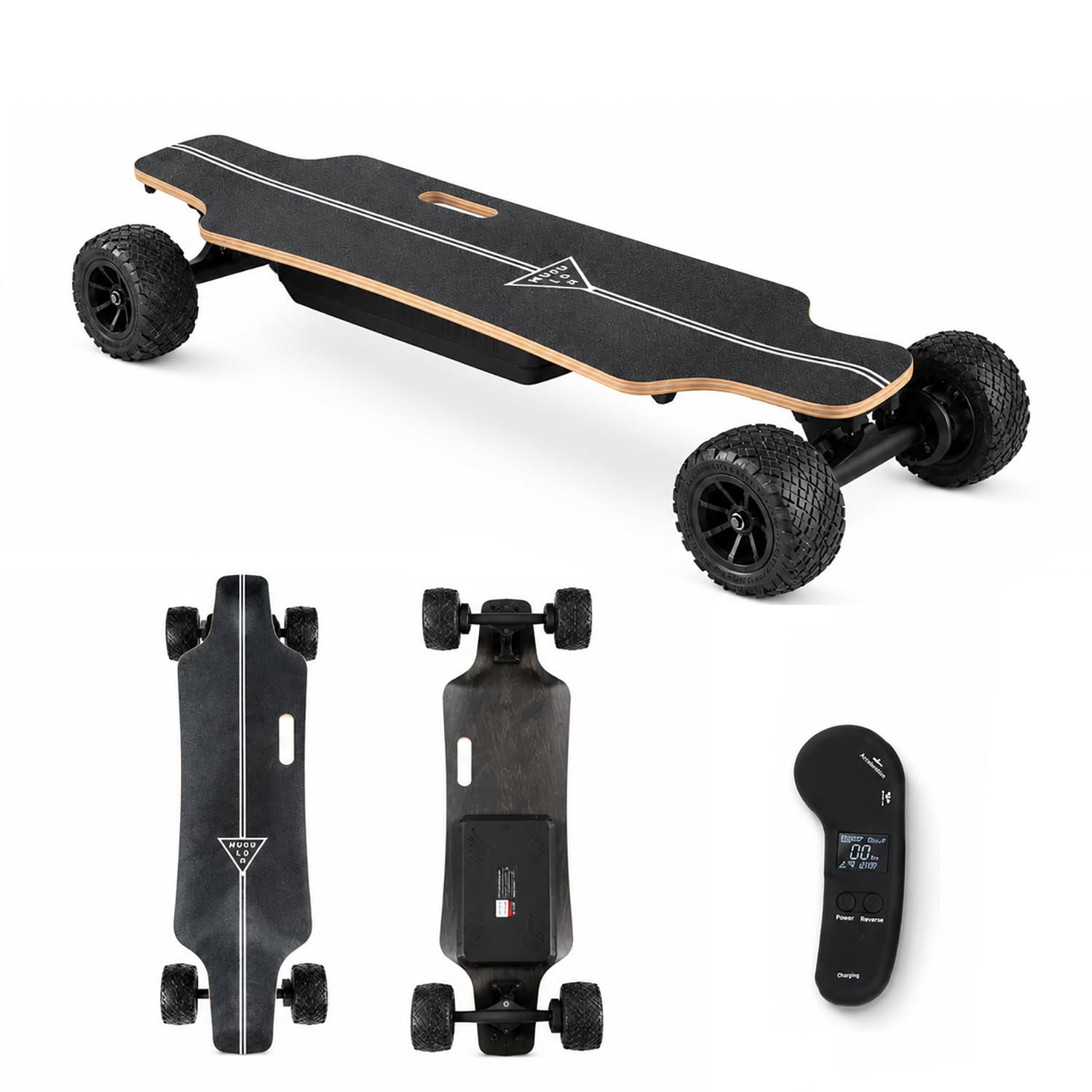 Skate Électrique Portable 105mm Double Moteur Télécommande LCD