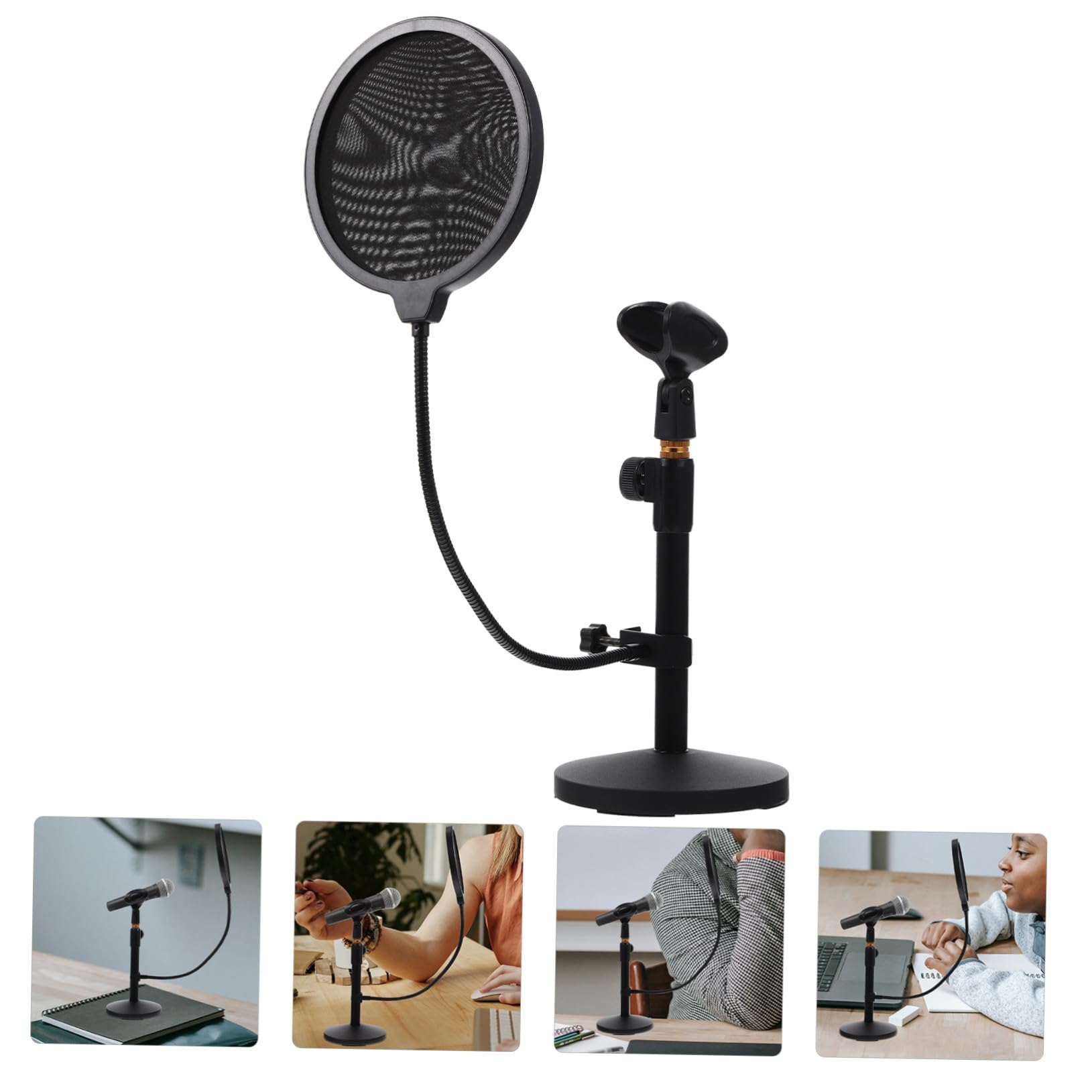 Gatuida Verstellbarer Desktop Mikrofonständer mit Tischhalterung und Pop Filter aus Stabilem Metall Geeignet für Streaming Podcast Live Übertragung Kabelloser Mikrofonhalter Ausziehbar