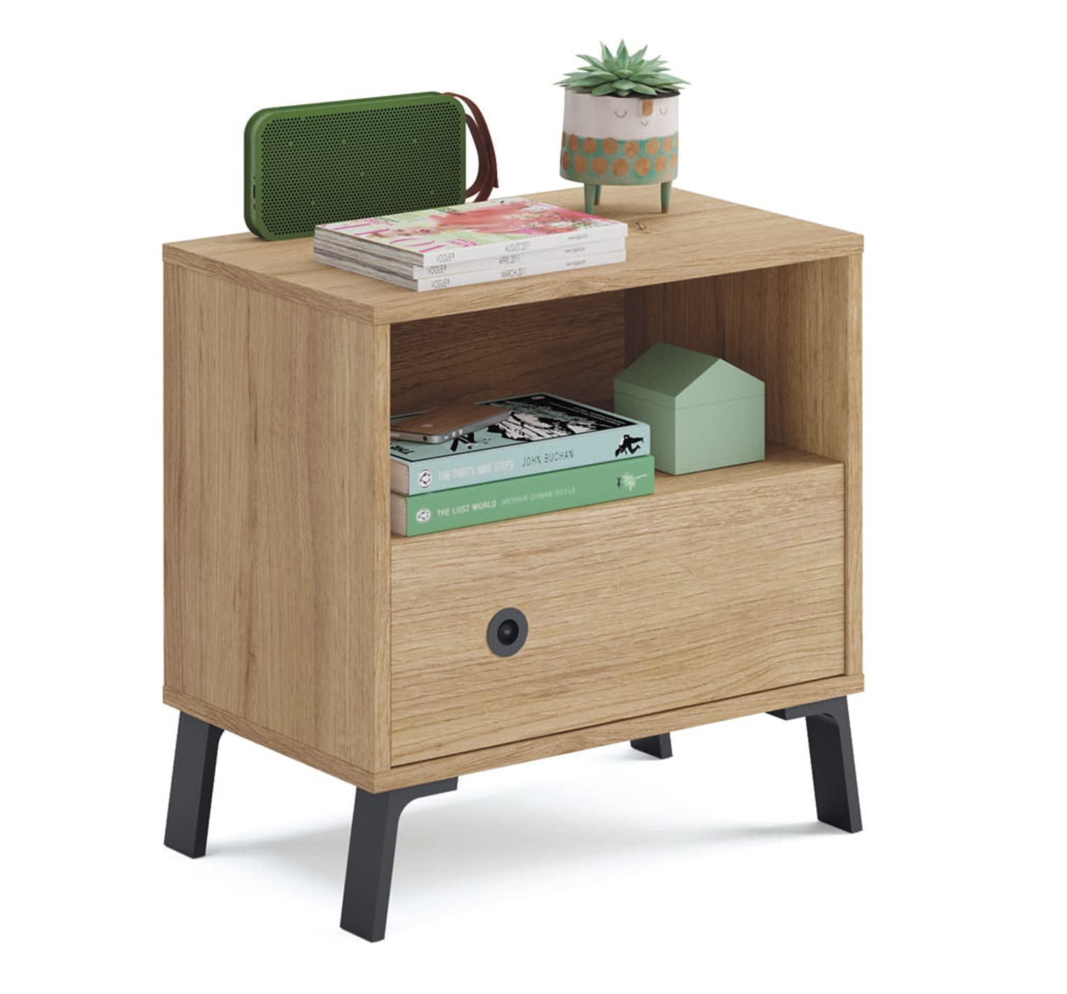 PEGANE Ensemble Chambre à Coucher complète Adulte Coloris chêne doré (Armoire + Commode Rangement + 2 chevets + Tête de lit