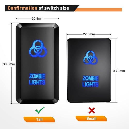 Miniatura 6 de GOOACC Interruptor de botón Zombie Lights de 12 V con kit de cable de conector de 1.54 x 0.83 pulgadas de repuesto para Toyota Tacoma Tundra 4Runner