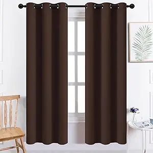 Yakamok Premium Room Darkening Thermal Insulated Curtains for Bedroom/Living Room - Classic Grommet Top (2 Panels, Chocolate Brown, 38 Inch by 72 Inch)