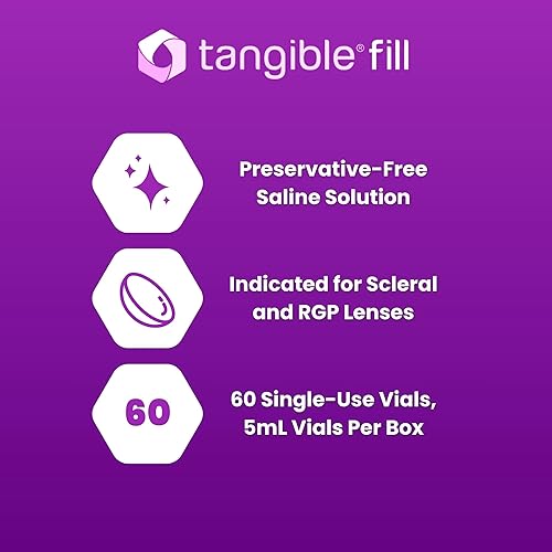 Miniatura 3 de Tangible Fill Solución salina para lentes de contacto esclerales y rígidas permeables a gases, de un solo uso, 0.2 fl oz (paquete de 60)