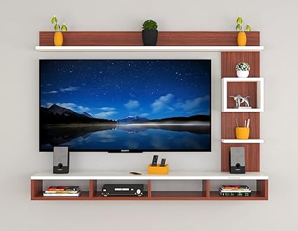 Odestar Primex Modern Minimalist Wooden TV Unit Console with Sleek Design Industrial Style Wooden TV Media Stand with Black and White Color for Upto 43 INCH TV TV (EW-TU-RB-CWWT43)