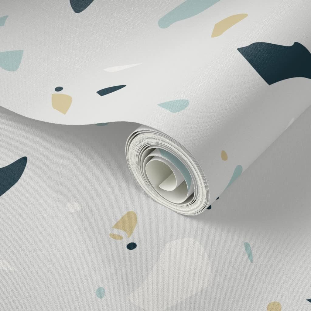Peel & Stick Wallpaper 3ft x 2ft - Terrazzo Print Midcentury Modern Simple Rock Texture Mid Century Stone Custom Removable Wallpaper by Spoonflower