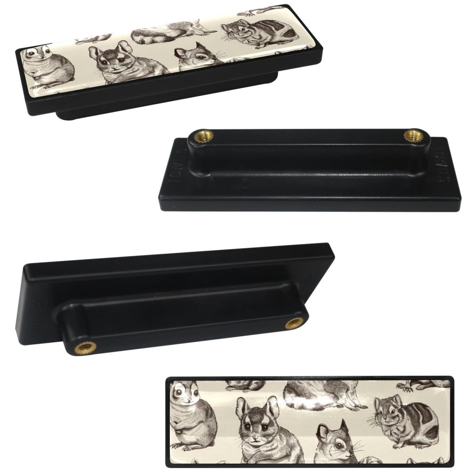 Generic 4 Pack 3.6inch Length Black Kitchen Cabinet Knobs Stainless Steel Drawer Knobs Bedroom Dresser Knobs for Men Women Girls, Nursery Knobs, Art Hand-painted Animals, cfxls-001-2