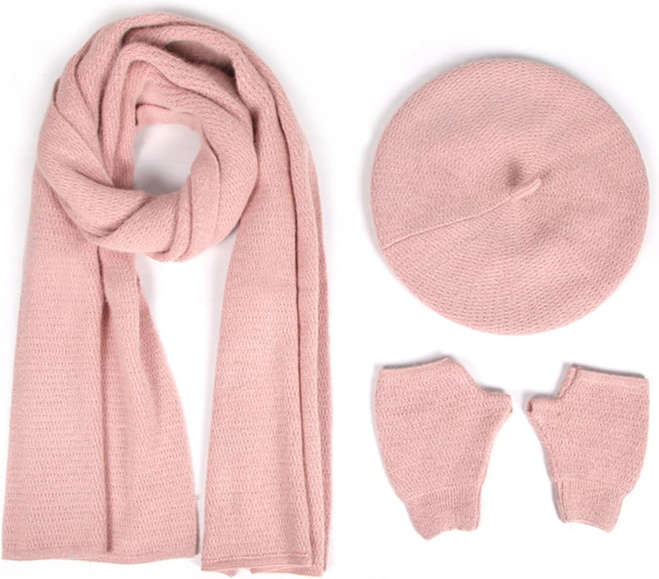 Hat Warm Knitted Scarf Set Solid Colour Gloves Hat Scarf Three Piece Beret Outdoor Sports
