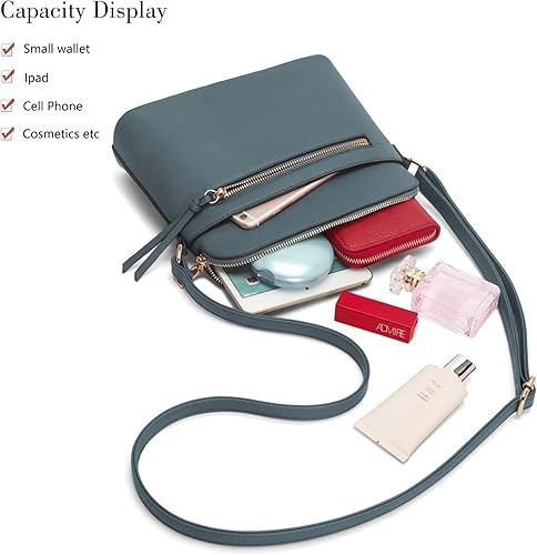 Miniatura 4 de LA TERRE Bolsa pequeña cruzada, bolsa de hombro estilo cúpula con bolsillo con cremallera y correa ajustable