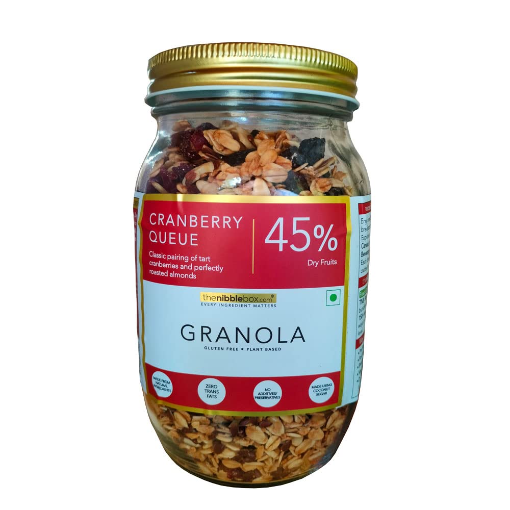 thenibblebox Cranberry Queue Granola, 500g Jar [45% Dry Fruits, Gluten Free, Vegan Friendly, no Refined Sugar] (B01BLL2CW0) Amazon Price History, Amazon Price Tracker