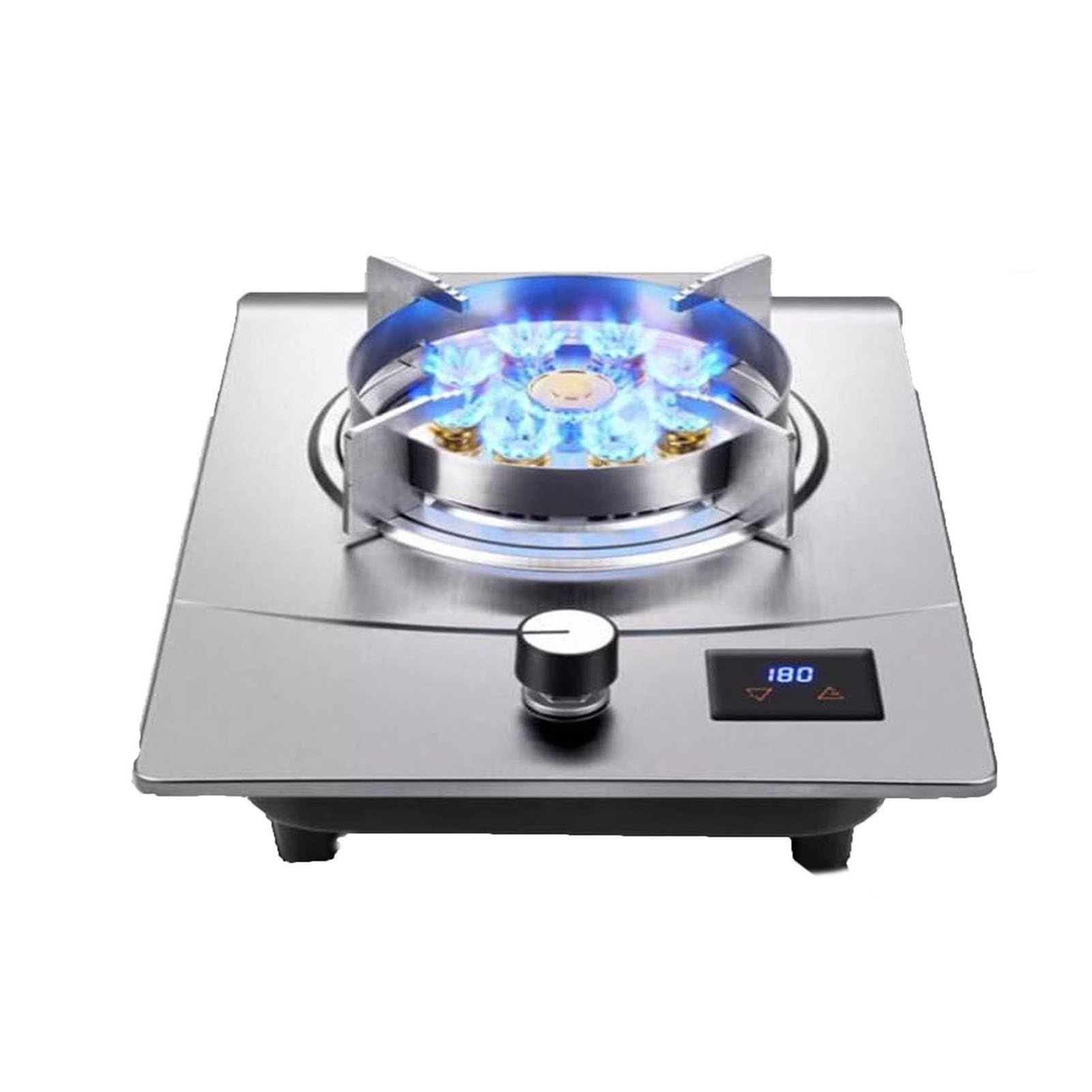 THEGA Cocina De Gas De 7.0 KW, Placa De Cocción De 1 Quemador, Cocina De Acero Inoxidable, Cocina De Sobremesa Y Empotrada, con Llama Ajustable Y Temporizador Inteligente(NG)