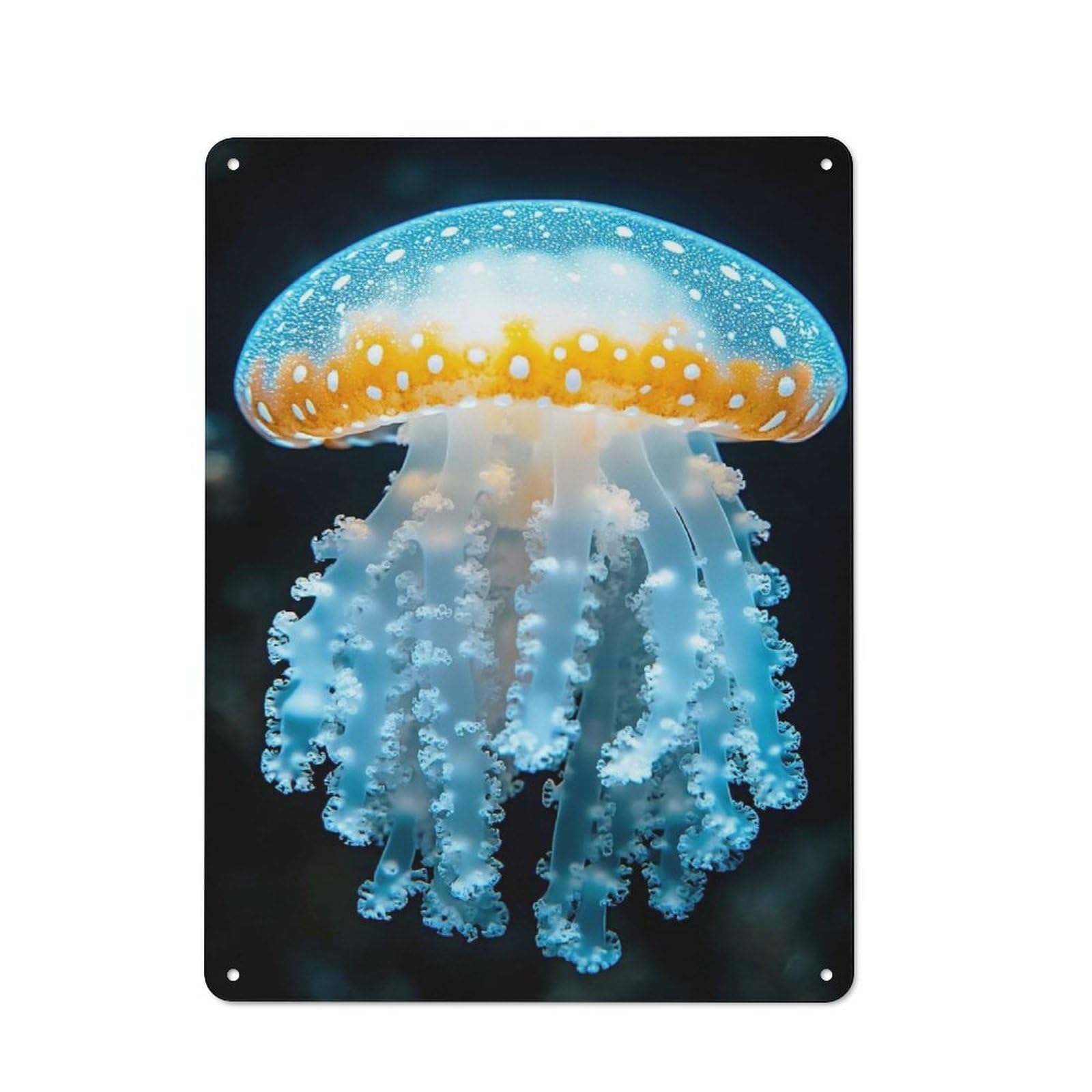 Classic Spotted Jellyfish Underwater Metal Wall Sign 40x30cm, Pub Wall Decor for Diner, Restaurant, Shed Or Kitchen