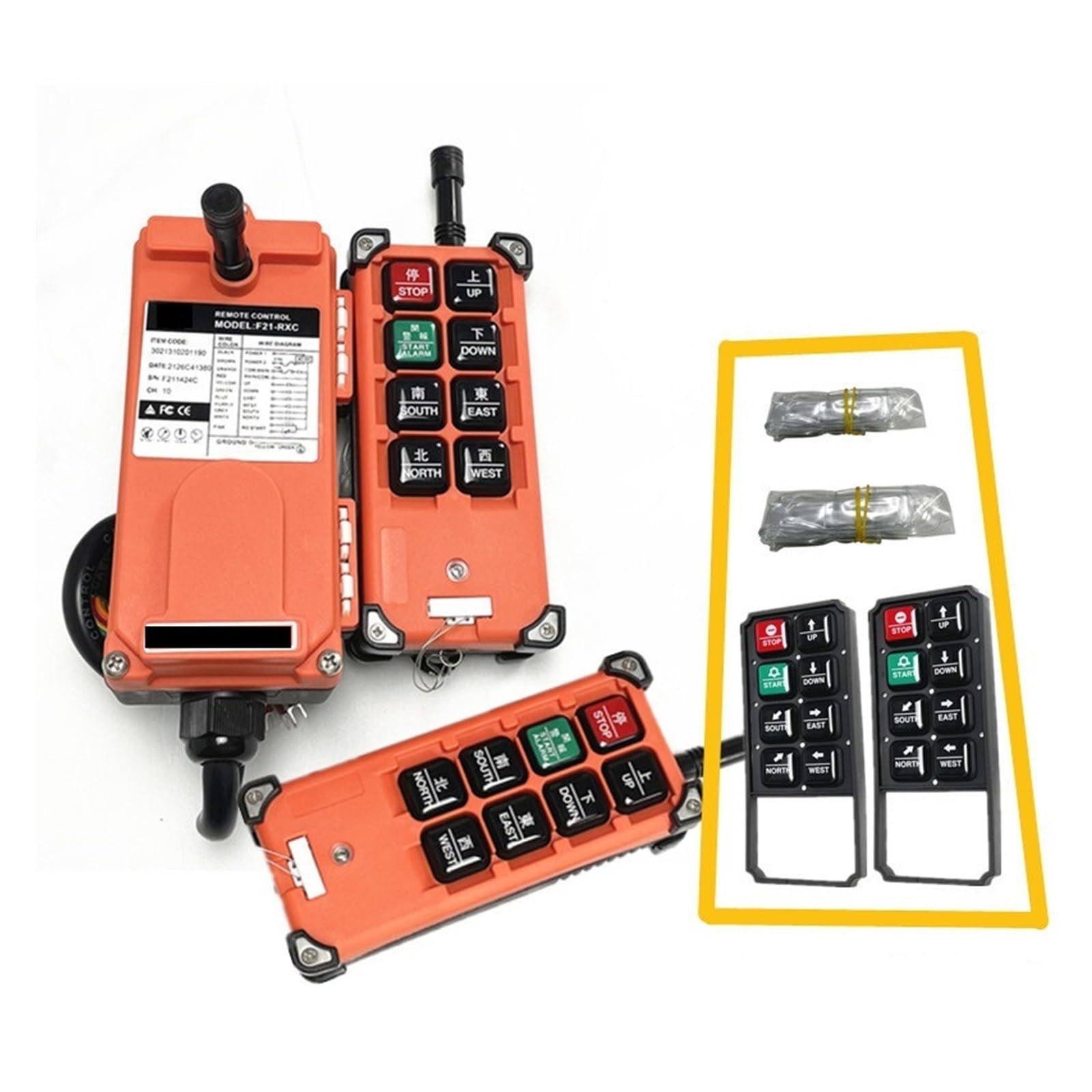 JVDDI Industrial Crane Wireless Radio Remote Control F21-E1B for Truck Hoist 220/380AC(38O UHF EN 2T1R)
