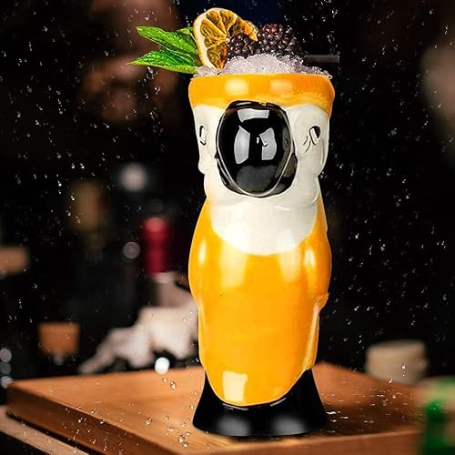 Miniatura 3 de Tiki Mugs - Juego de 4 tazas de cóctel, vasos grandes de cerámica hawaiana Luau para fiesta, vasos de cóctel exóticos, Tiki Bar profesional hawaiano