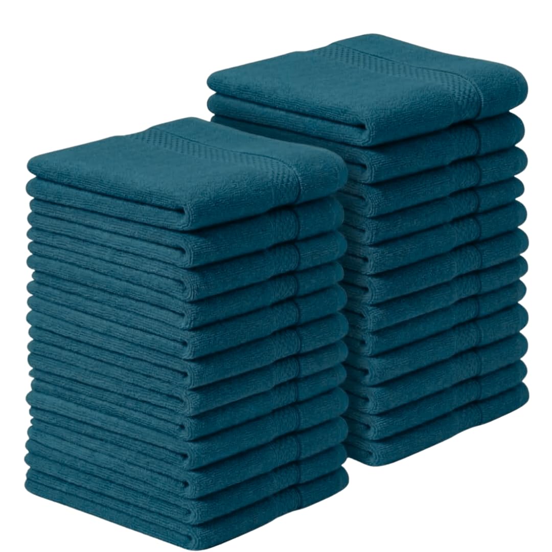 Diamond Tex Premium flannels/Washcloths 100% Cotton face cloth (30x30 cm 600 GSM) โ Soft Flannel Face cloth, (Blue Lagoon, Pack of 2,4,6,8,12,24,36,48) (6, Blue Lagoon)