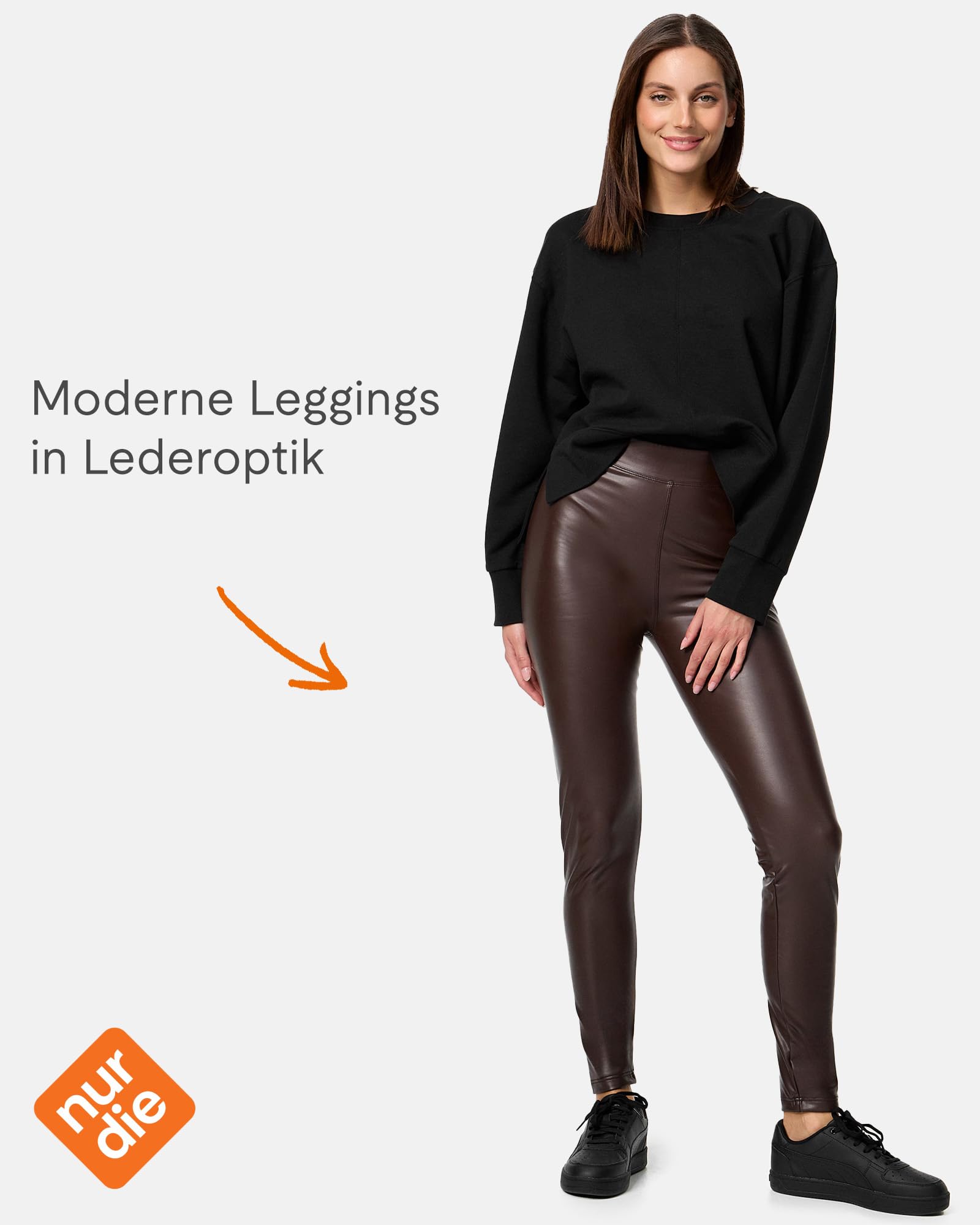 Nur Die Leggings in Leder-Optik Relax Go Kunstleder High Waist Treggings Mit Weicher Innenseite Und Bund Femme