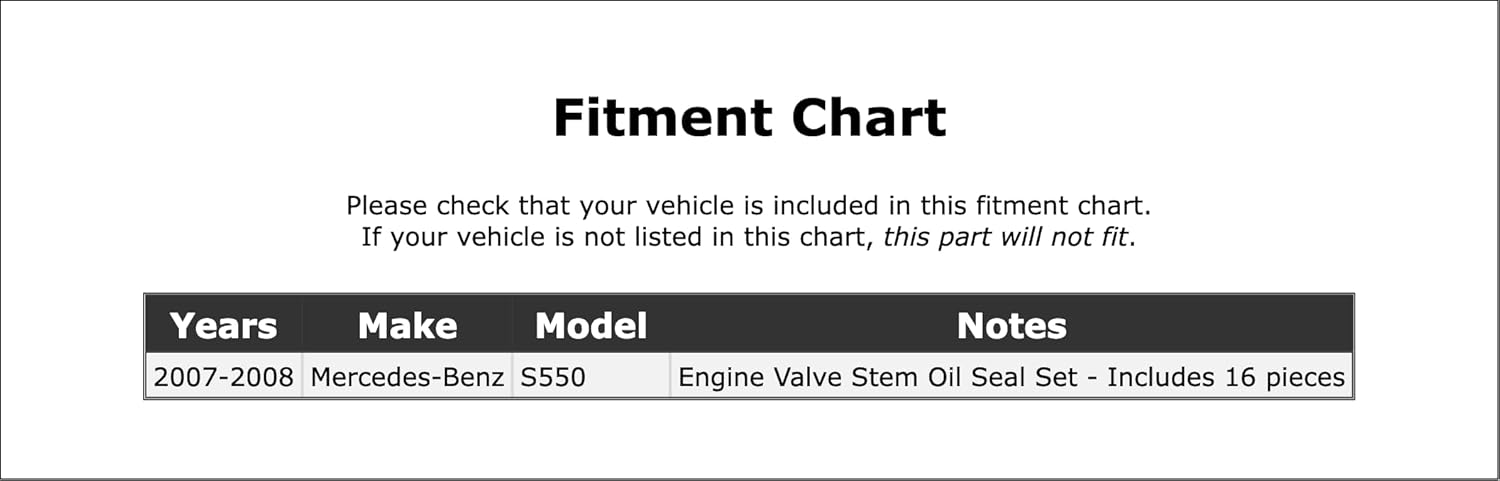 Engine Valve Stem Oil Seal Set Compatible With Mercedes-Benz S550 2008 2007 P-1239488