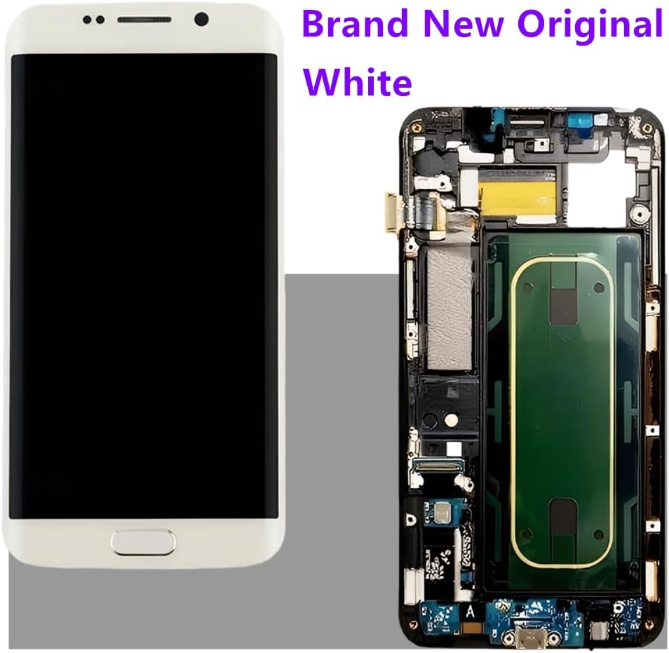 5.7" Original AMOLED Galaxy S6 Edge Plus Screen Replacement for Samsung Galaxy S6Edge Plus SM-G925A SM-G925P Display Touch Screen Digitizer Assembly (White with Frame +Tools)