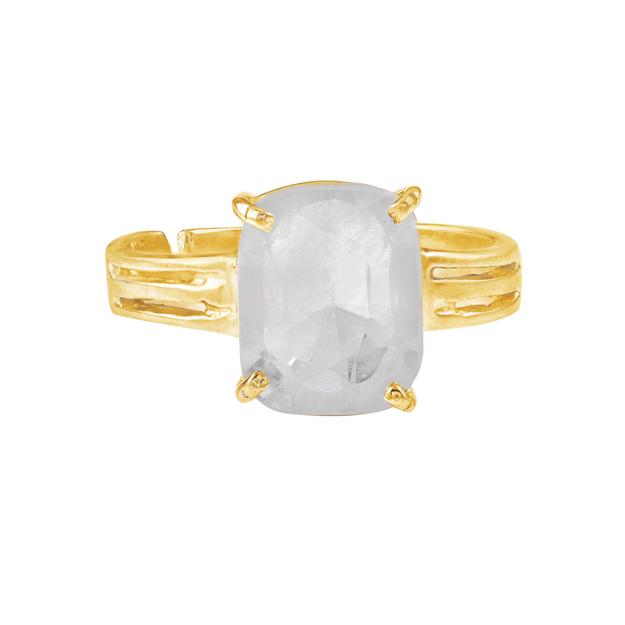 Anuj Sales Anello in oro 8,25 Ratti da 7,20 carati, con zaffiro bianco naturale, certificato non riscaldato, non trattato, anello regolabile Pukhraj, pietra portafortuna preziosa pietra preziosa sfusa