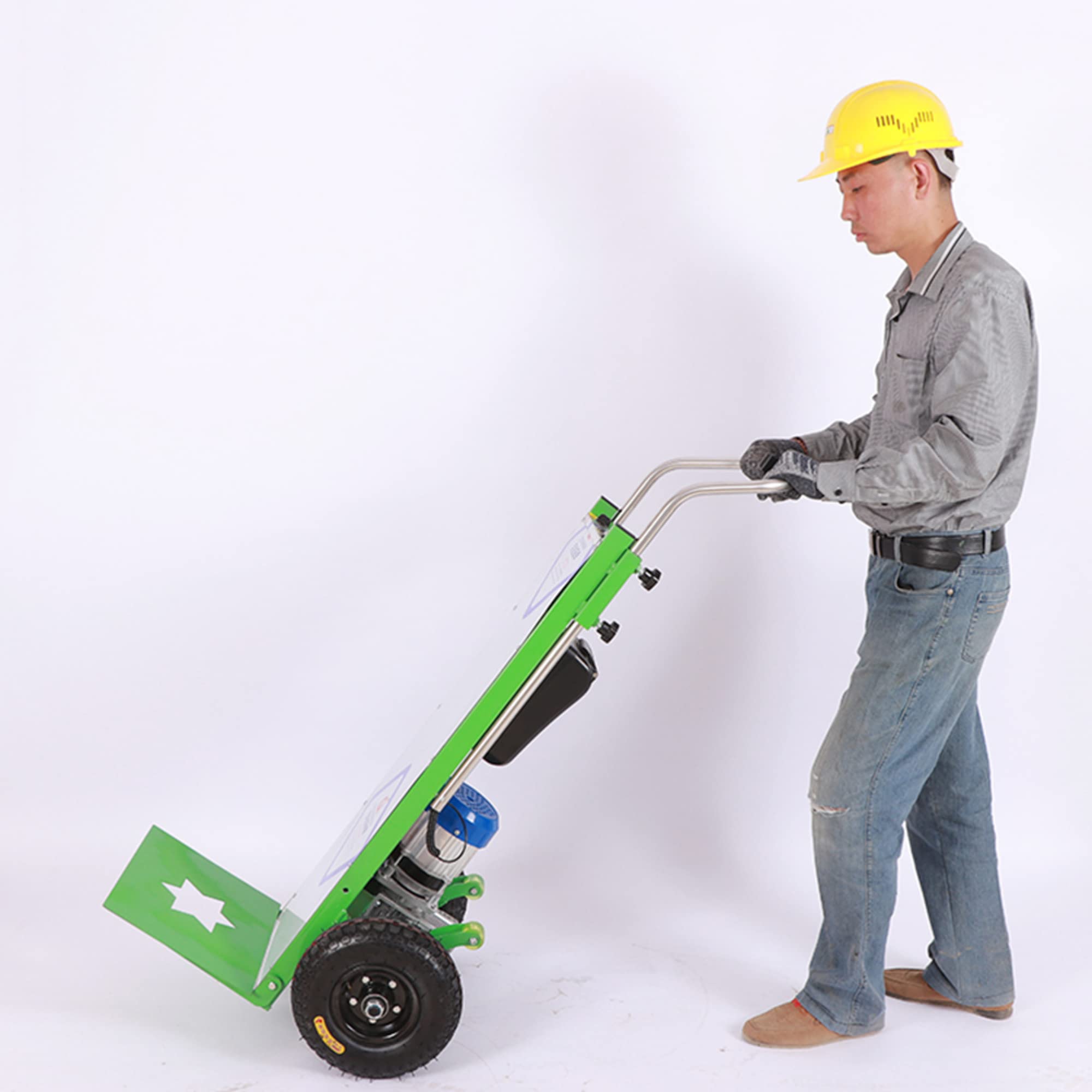 FAXIOAWA Carrelli a Mano elettrici per Arrampicata su Scale Dolly 660lbs Scalatore Industriale Alimentato con Manico telescopico per mobili in movimento/48V/850W/19AH