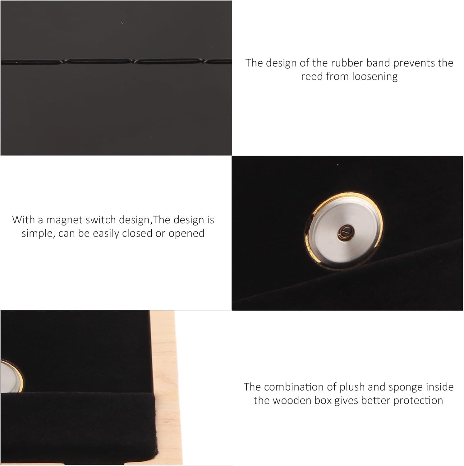 Multi Instrument Case Case Box Saxophone Clarinet Case for 5 Reeds Solid Wood Holding Storing Box with Hygrometer and a Magnet Switch Design (Nature Wood Color)