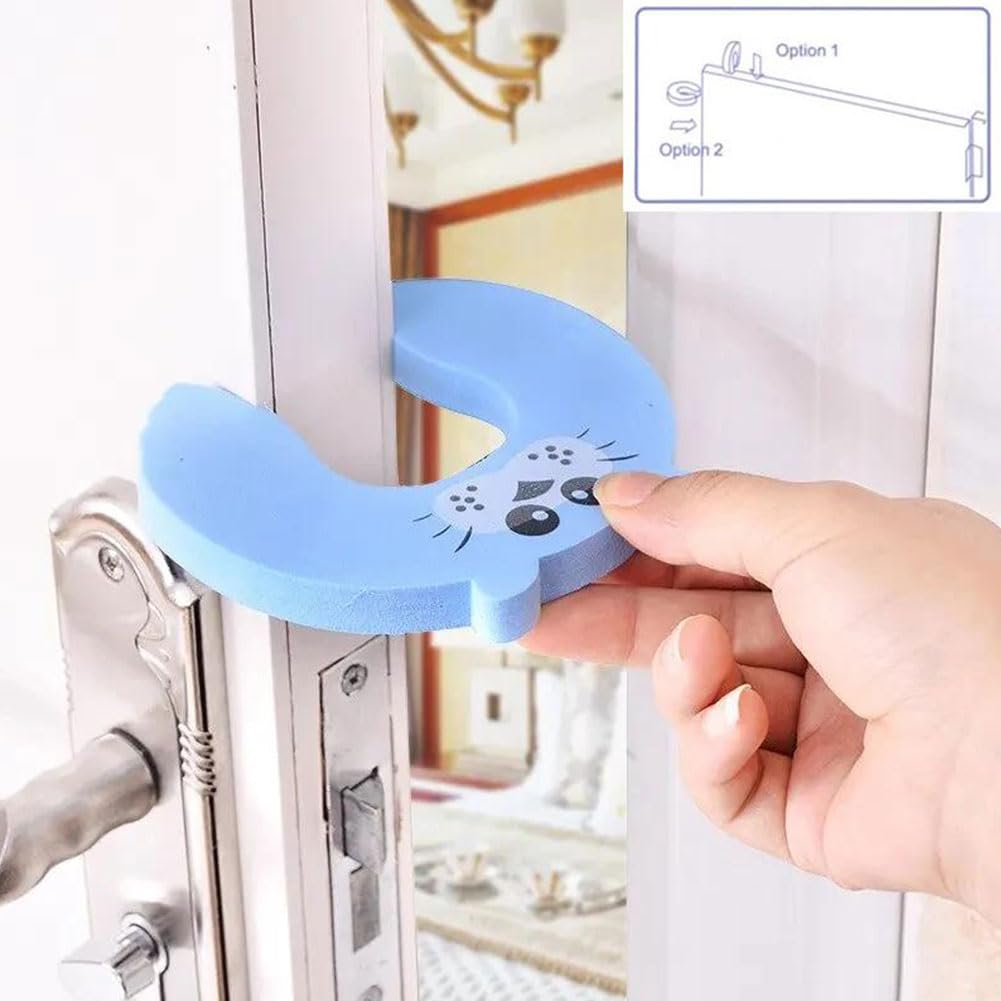 Oyiclyea Child Safety Anti Door Slam 8 Pcs Cartoon Animal Baby Proof Foam Safety Door Guards,C Shaped Design,Soft Foam Pad,Suitable for Most Doors,Reusable,Prevents Baby's Fingers from Being Pinched - Image 4
