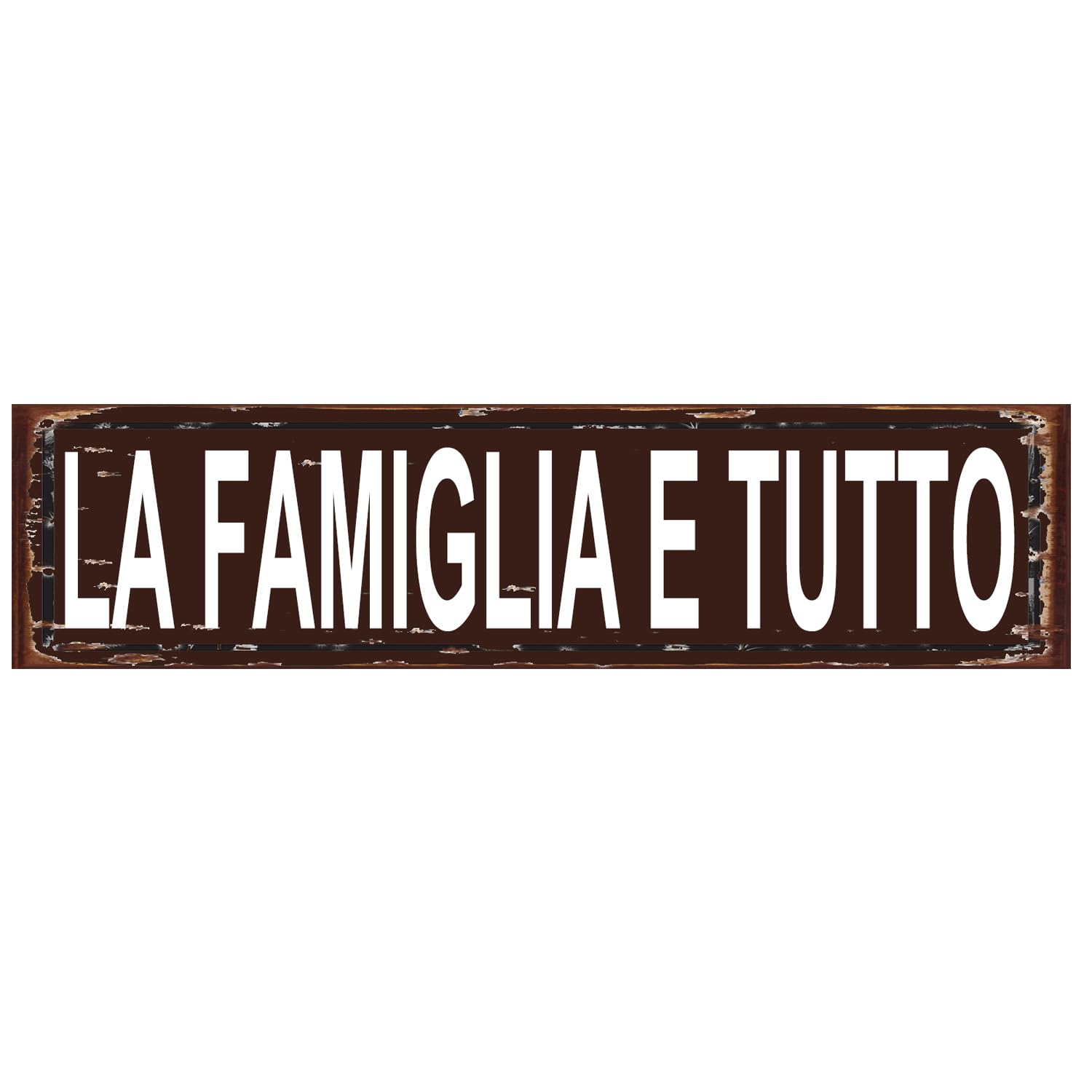 Family is Everything La Famiglia E Tutto Decor Funny Street Sign for Door Name Plate Plaque Home Patio Garden Bar Farm House Garage Wall Decor Metal Tin Sign Brown 4x16 Inch