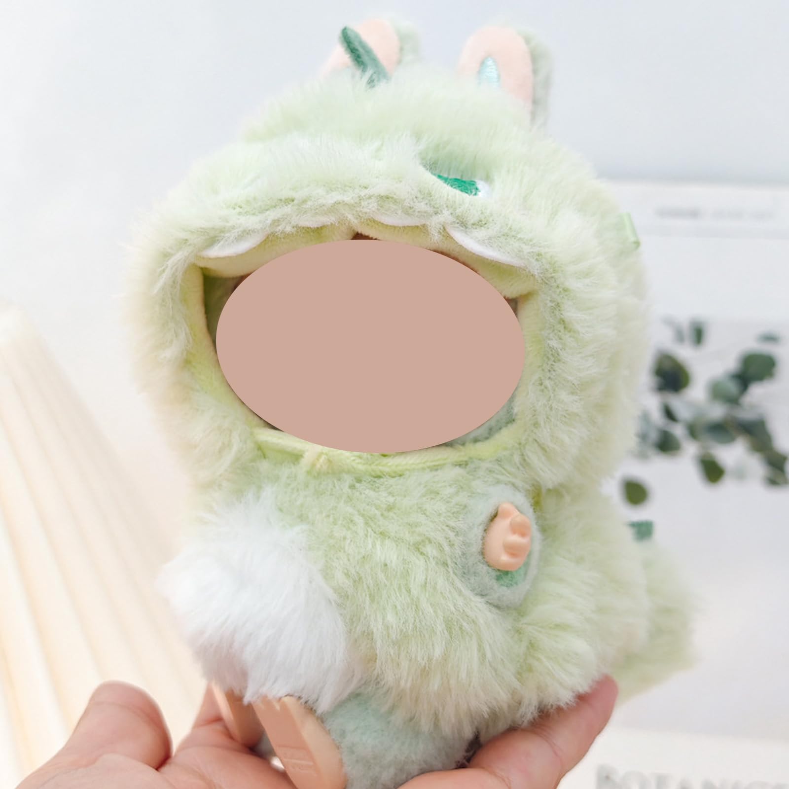 MUNKST 17cm Doll Clothes Set, 2 Pcs Lububu Doll Outfit with Shark & Dinosaur Furry Jumpsuits, Plush Doll Accessories - Image 3
