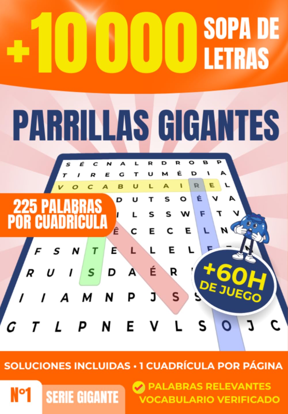 Sopa de Letras en Español – 225 Palabras por Cuadrícula : Libro de Pasatiempos para Adultos con Letra Grande: Para Adultos y Expertos: Gran Colección Temática con Soluciones