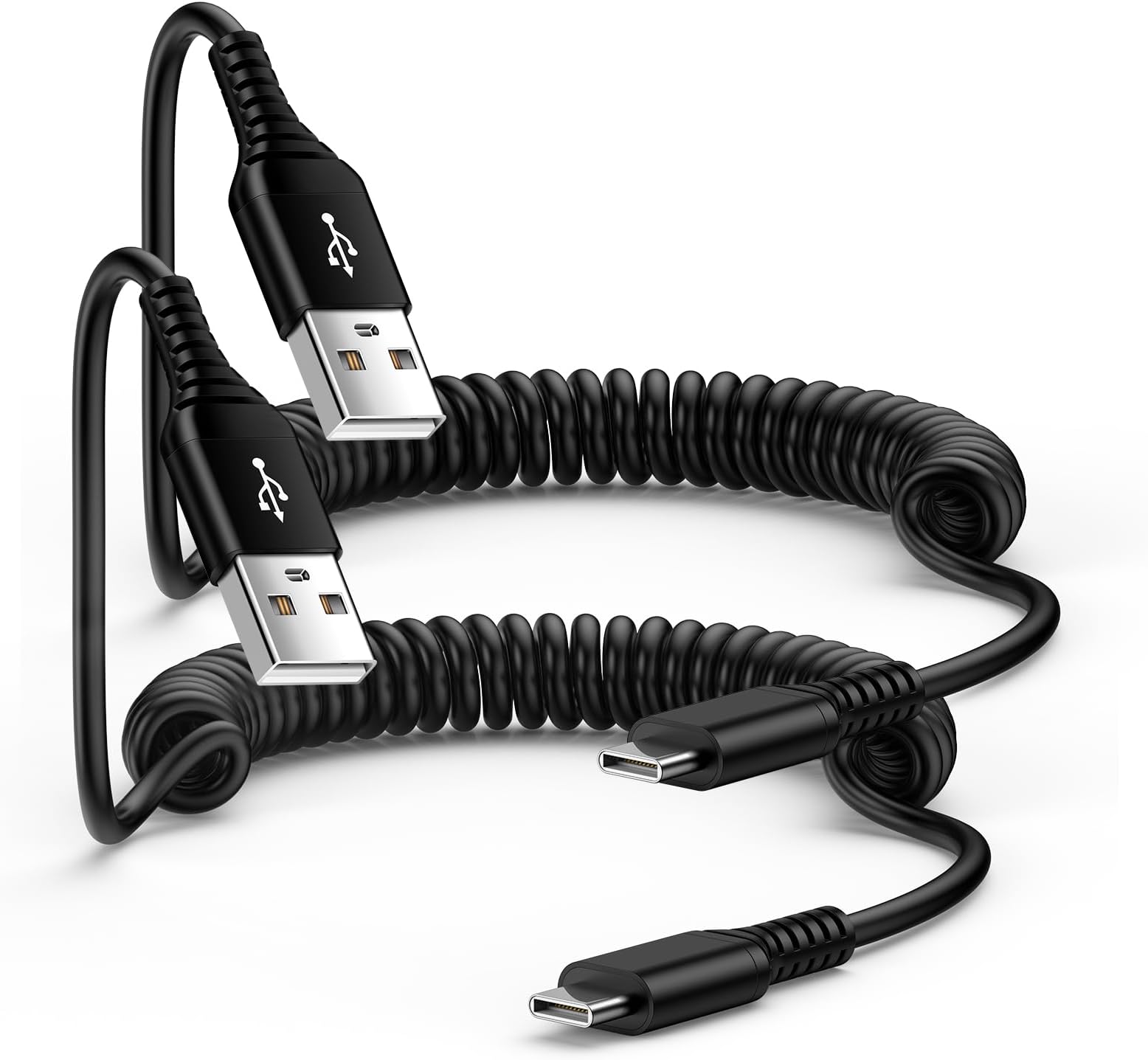 Android Auto USB C Cable for Car Samsung Charger Cord Type C Fast Charging Coiled Cell Phone Power Cord 3FT 2Pack for Samsung Galaxy S26 A17 A36 A16 A14 5G A54 S25 S24 S23 S22 S21 S20 A53,Pixel 8 7a 7