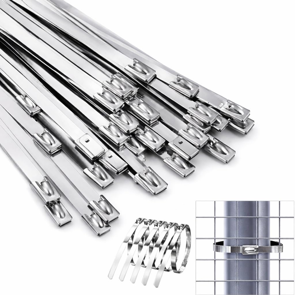 Edelstahl Kabelbinder in 7,9 x 700mm | 100 Stk. - hitzebeständige Metall Kabelbinder bis 500 °C, extrem reißfest, rostfrei für Industrie, Werkstatt, Haus & Garten