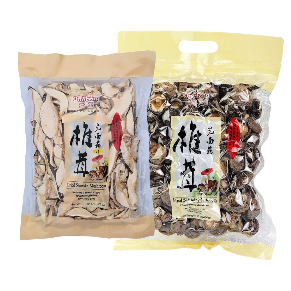 ONETANG Dried Mushrooms 16 oz and ONETANG Shiitake Mushroom Slices 8oz