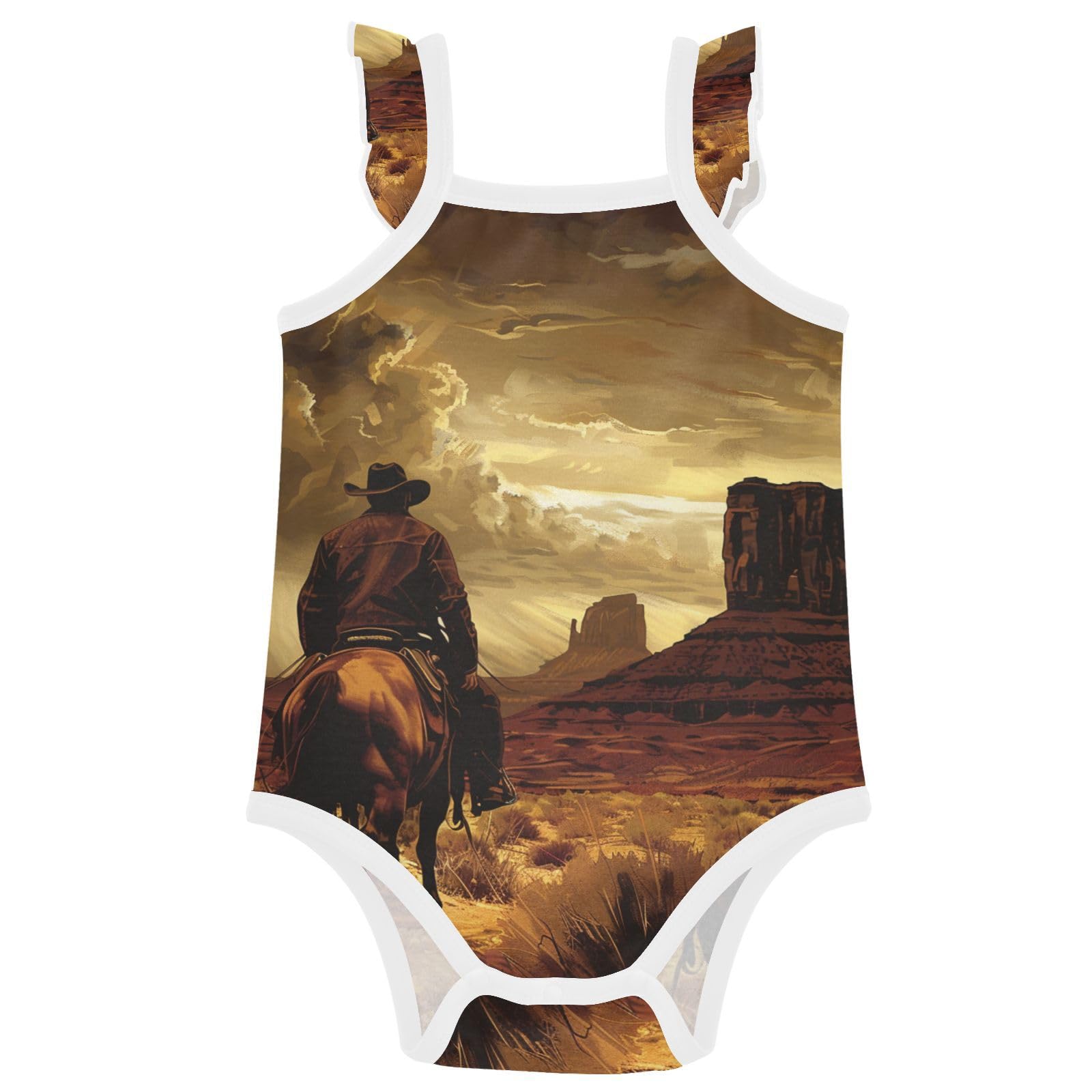 Baby Cotton Sleeveless Bodysuit Soft Comfort Baby Sleeveless Undershirts 3M Cowboy Western Desert