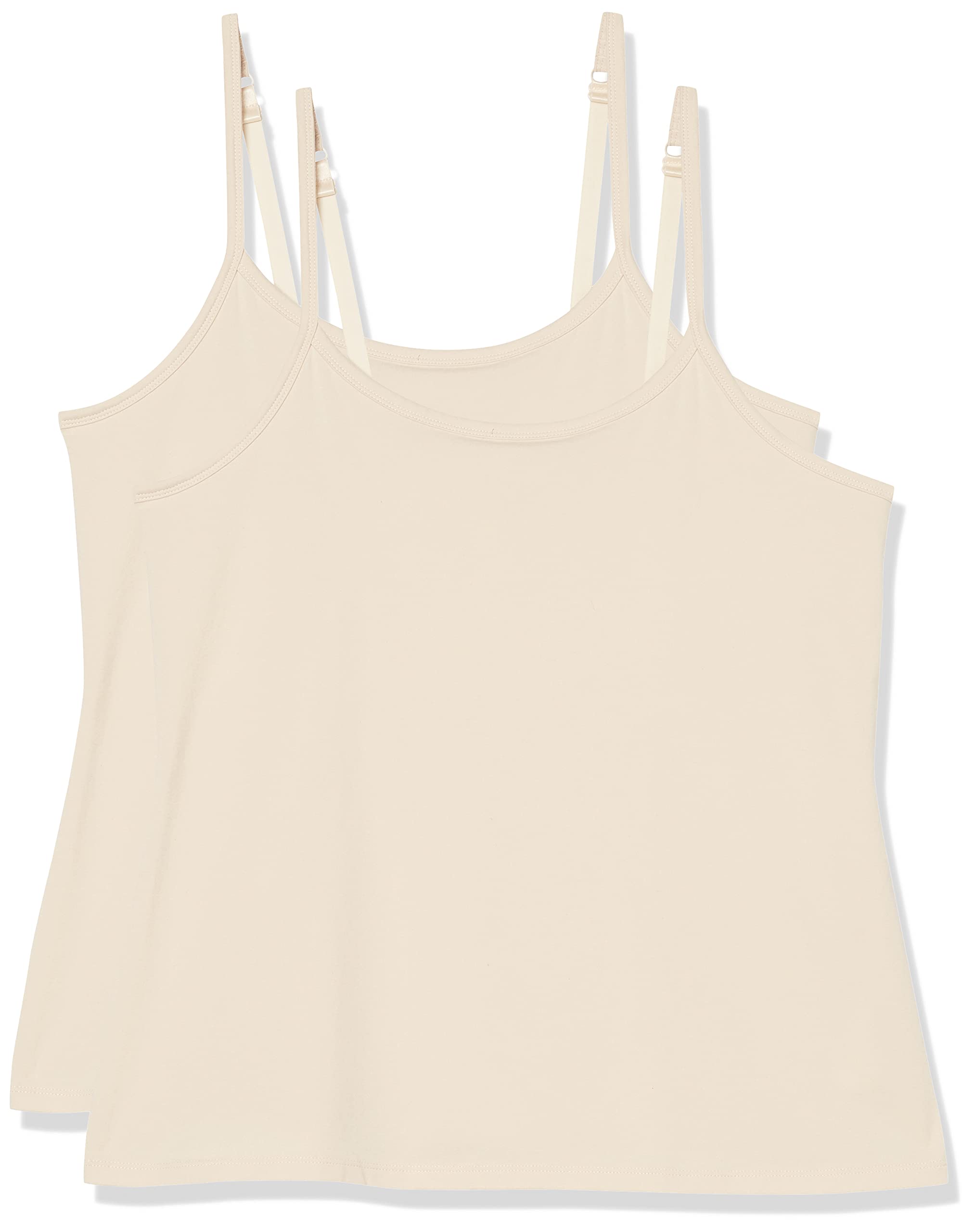 Amazon Essentials Women's Fitted Tank Top Camisole Undershirts, Plus Size, Pack of 2