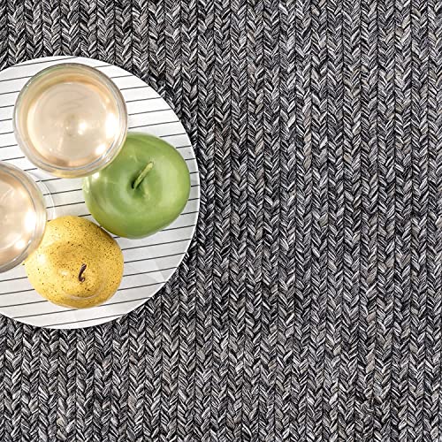 Image of Premium Hand Braided Cotton Rectangular Carpet 4X6 Feet | Soft & Durable Floor Rug for Living Room, Bedroom & Kids Room | Anti-Slip, Washable & Eco-Friendly Color -charcool