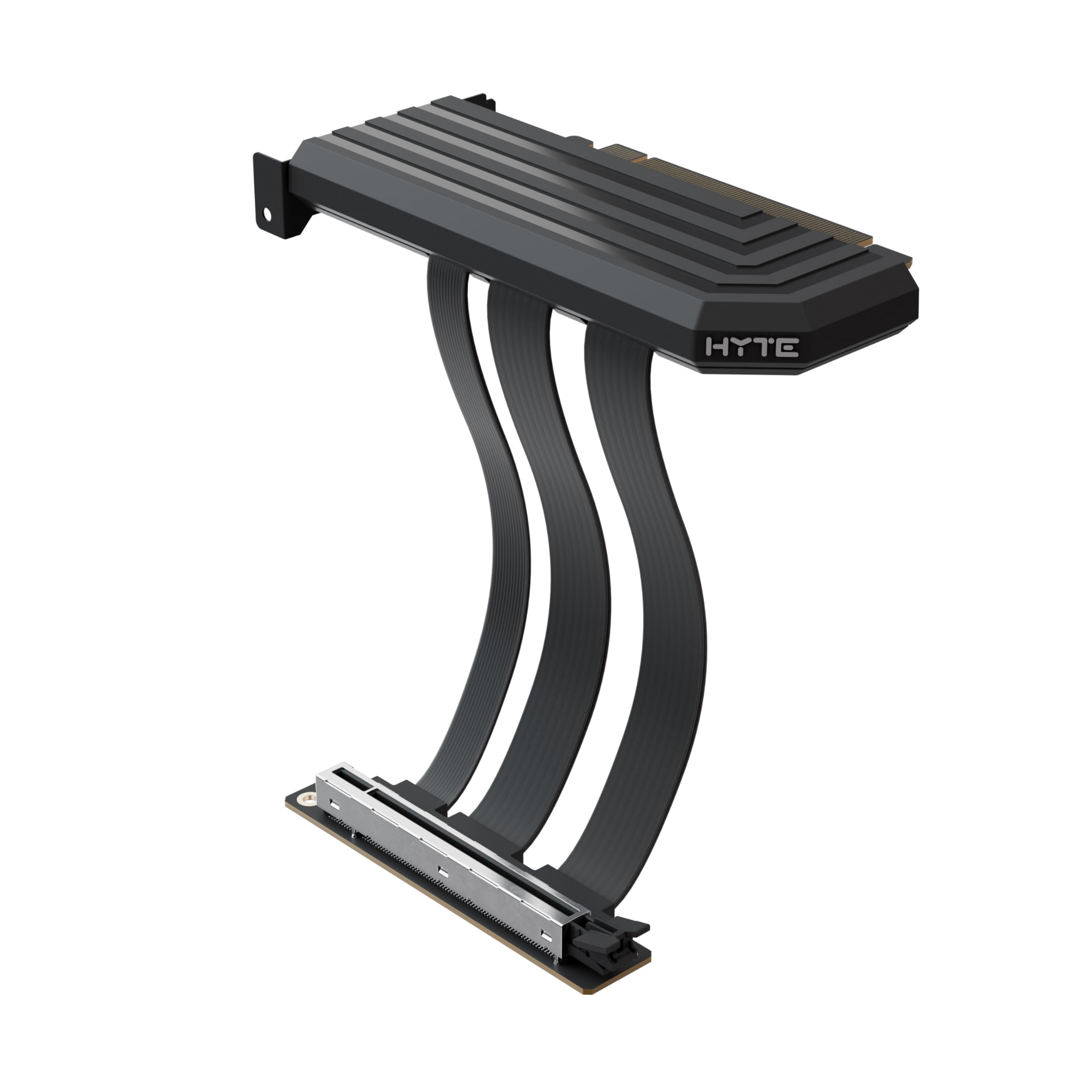 Hyte PCIe 5.0 Hyper Riser - PCI Express Gen 5.0 Luxury Vertical Riser Cable with Reinforced Metal Slot for Vertically Mounted GPU - Pitch Black (Black)