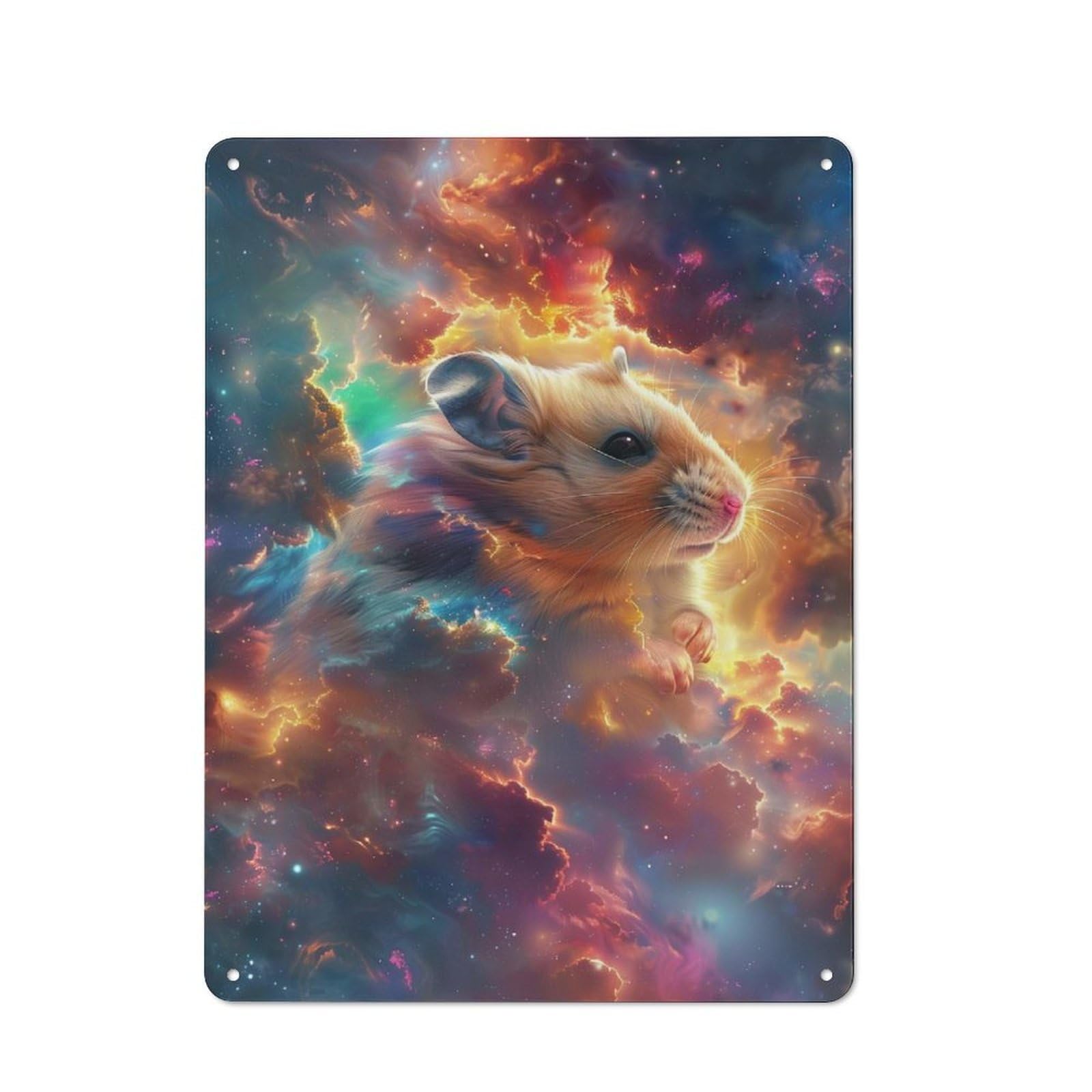 Junmoney Cosmic Hamster Voyage Rustic Tin Sign 40X30cm For Lounge Or Reading Corner, For Metal Sign Collectors, For Cafés, Pubs And Restaurants