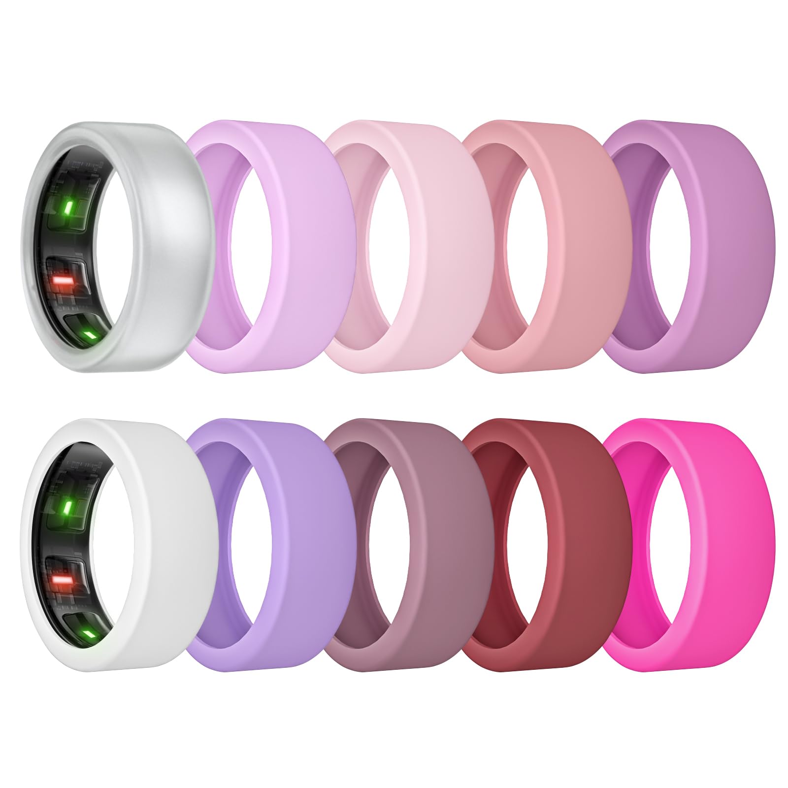 10 Pack Ring Cover for Oura Ring Gen 4/3, Silicone Protector for RingConn Gen 2/1 Working Out Accessories Men Women (All 10 Colors-2, L (12/13/14/15))-picture-31