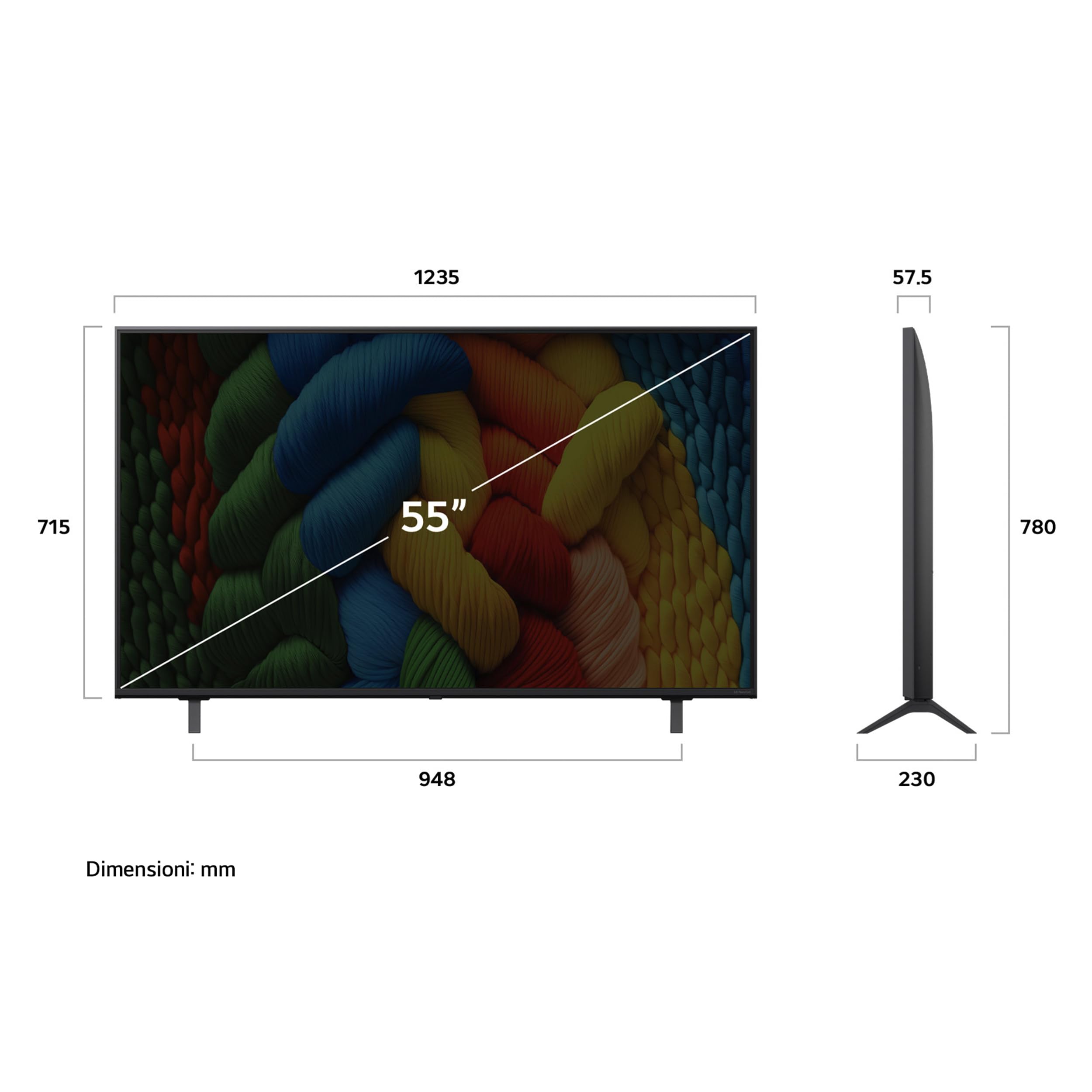 LG NanoCell AI NANO80 TV 55 pollici, Smart TV 4K, Processore α7 Gen8, Tecnologia NanoCell, webOS con AI e telecomando puntatore AI, Filmmaker mode, Gaming con VRR 4K@60Hz, 55NANO80A6B 2025
