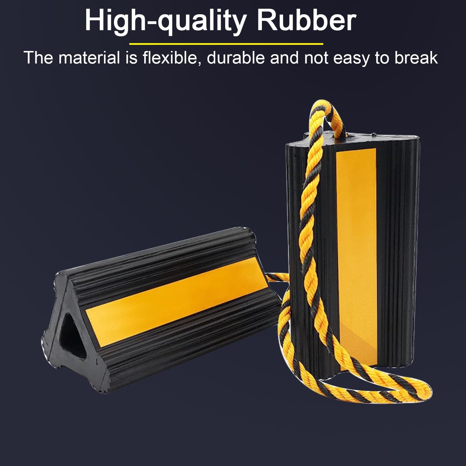 Calzos Furgoneta, Negro Rueda Chock, Topes de Goma Portátiles Que se Instalan Fácilmente para Automóviles, Camiones, Vehículos Recreativos y Remolques(Yellow)