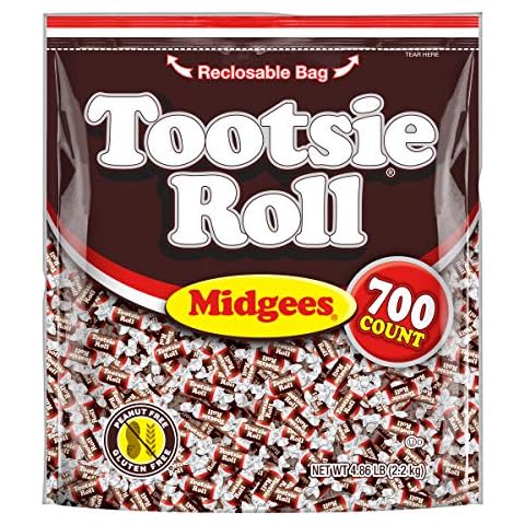Tootsie Roll Midgees - Chewy Chocolate Gluten-Free Candy - Resealable Bag of Individually Wrapped Candies for Kids, Parties, Classroom - 700 Count (Pack of 1) (Packaging May Vary) Cover