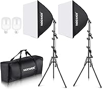 Neewer 700W Softbox Lighting Kit: 2x 24x24" UL-Certified 5700K LED Bulbs, Stands & Bag - Photo Video Studio Essential