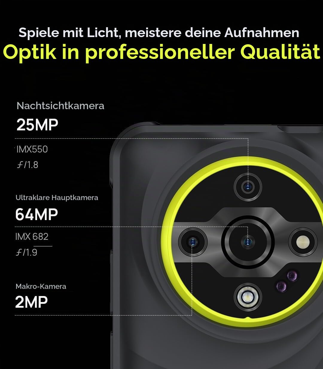 Ulefone Armor X31 PRO 5G Outdoor Smartphone Ohne Vertrag, 64MP+25MP Kamera (Nachtvision & Blendenblitz), 5G 16GB+256GB, 6,56" HD+120Hz, IP68 Android 14 Robustes Handy, 3 Kartenslot, GPS NFC Orange