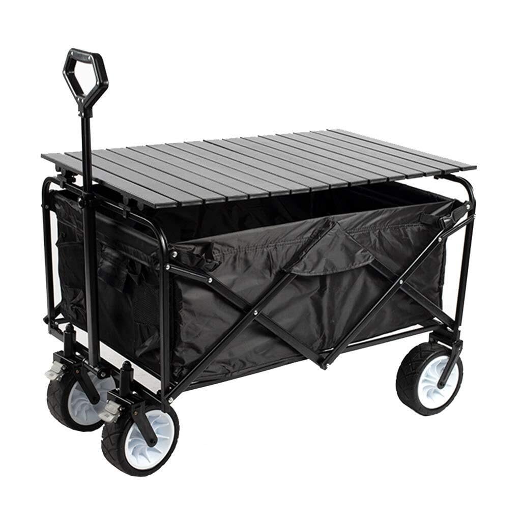 Folding Trolley Cart Folding Garden Utility Cart with Table, Camping Trolley on Wheels Hand, Carrying 100kg 220lbs