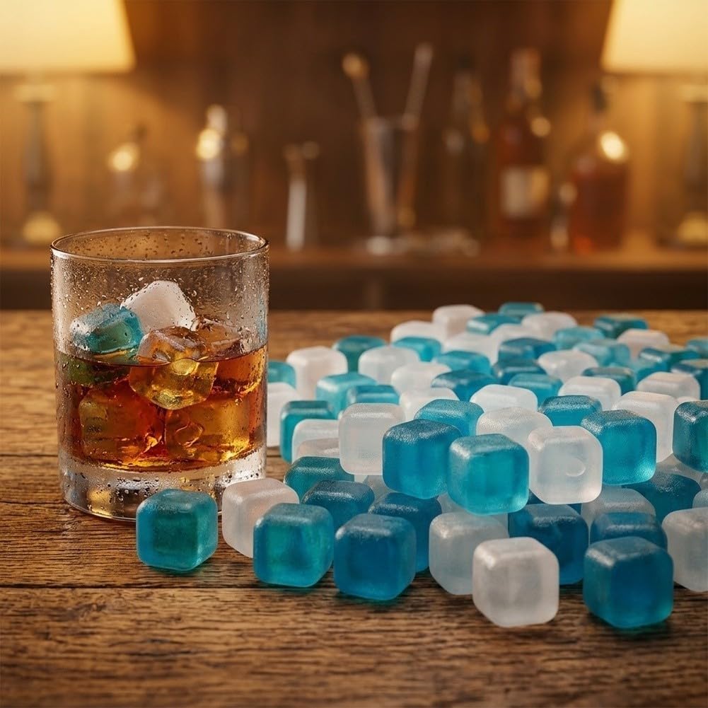 Cubitos de hielo de plástico negro, 100 unidades, resistentes, duraderos