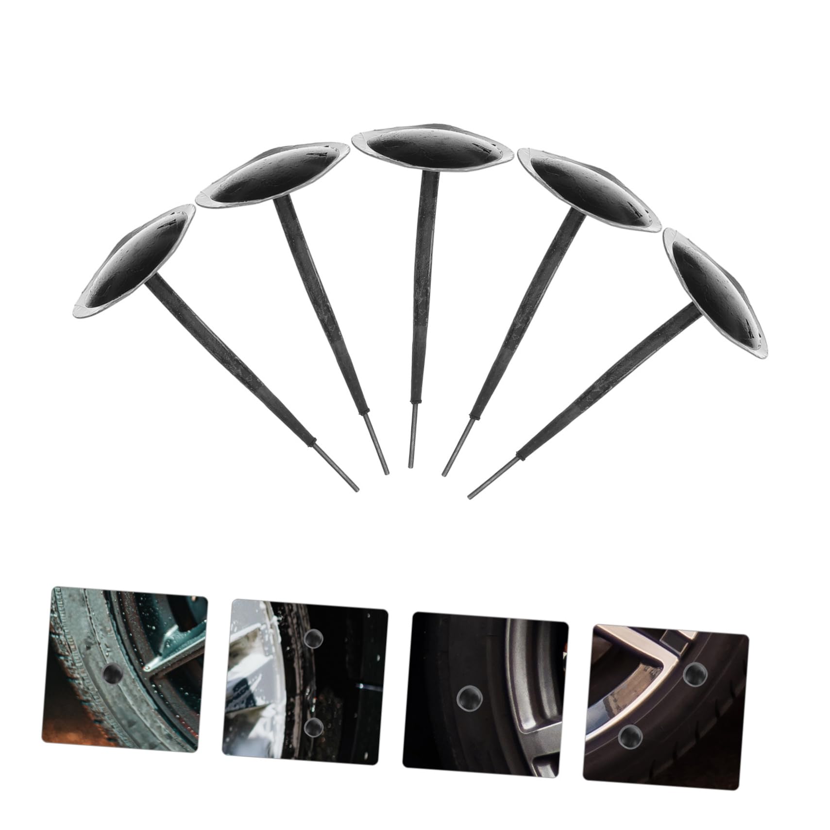 Hemobllo 24 Pezzi Tappi Riparazione Pneumatici in Gomma Nero Chiodi per Riparazione Rapida e Resistente di Pneumatici per Bicicletta Elettrica e Scooter