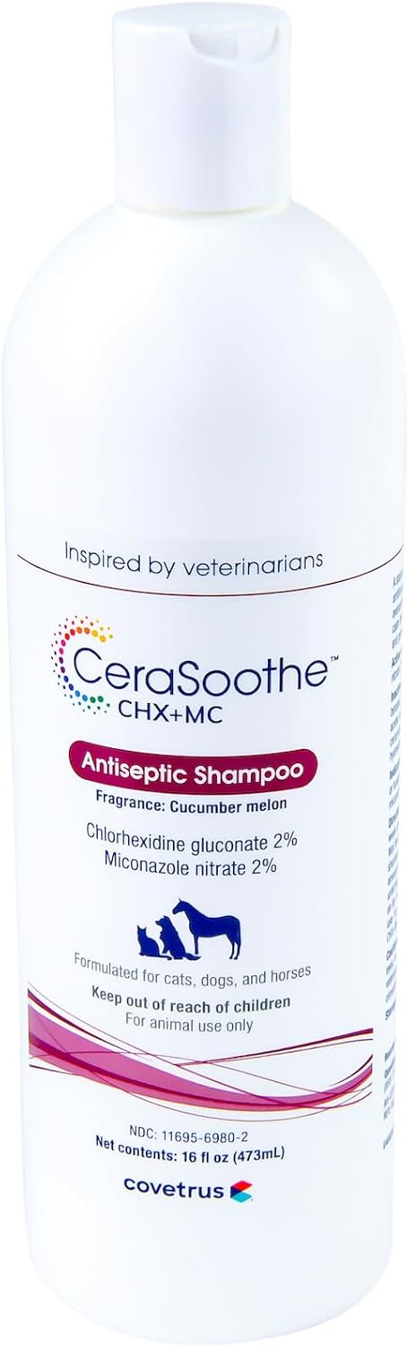 CeraSoothe® CHX+MC Antiseptic Shampoo for Dogs, Cats & Horses – Skin Cleansing with Chlorhexidine & Miconazole 16 oz